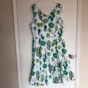 Large Modcloth Cactus Succulent Swing Dress
